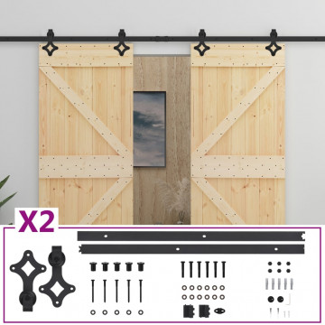 Ușă glisantă cu set feronerie, 80 x 210 cm, lemn masiv de pin - Img 2