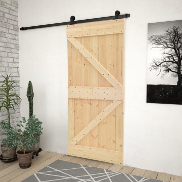 Ușă glisantă cu set feronerie, 90x210 cm, lemn masiv de pin - Img 1