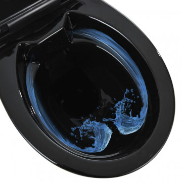 Vas WC fără ramă închidere silențioasă, + 7 cm, negru, ceramică - Img 5