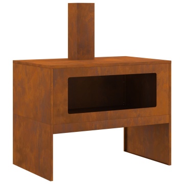 Vatră de foc cu horn, 80x50x96 cm, oțel corten - Img 2