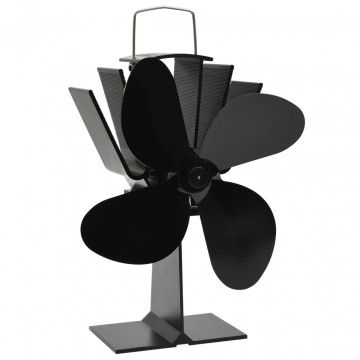 Ventilator de sobă cu alimentare termică, 4 palete, negru - Img 2