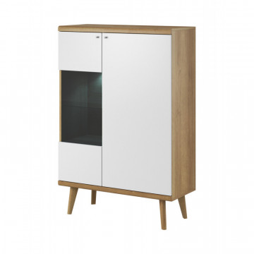 Vitrină Prime PR08 din stejar riviera - alb 90 cm 2D - Img 1