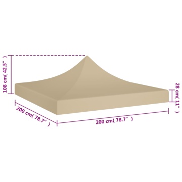 Acoperiș pentru cort de petrecere, bej, 2 x 2 m, 270 g/m² - Img 5