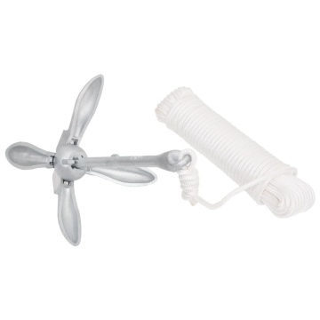 Ancoră pliabilă cu funie, argintiu, 3,2 kg, fier maleabil - Img 3