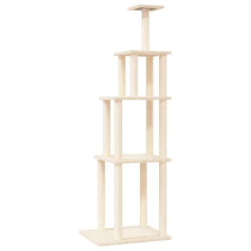 Ansamblu de pisici cu stâlpi din funie de sisal, crem, 183 cm - Img 2