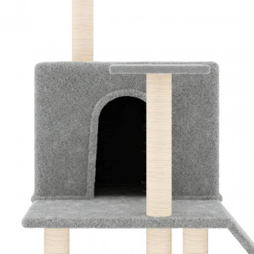 Ansamblu de pisici, stâlpi din funie sisal, gri deschis, 109 cm - Img 5