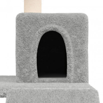 Ansamblu de pisici, stâlpi din funie sisal, gri deschis, 82 cm - Img 5