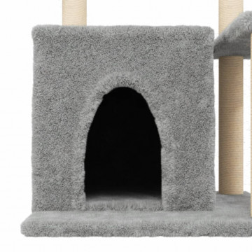 Ansamblu de pisici, stâlpi din funie sisal, gri deschis, 83 cm - Img 6