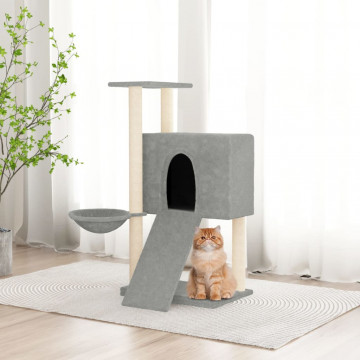 Ansamblu de pisici, stâlpi din funie sisal, gri deschis, 96 cm - Img 1