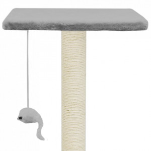 Ansamblu pentru pisici cu stâlpi din funie de sisal, 95 cm Gri - Img 7