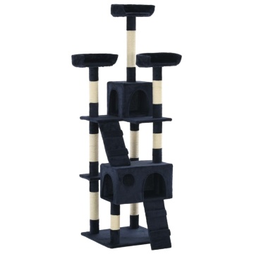 Ansamblu pentru pisici cu stâlpi funie sisal, 170 cm, albastru - Img 1