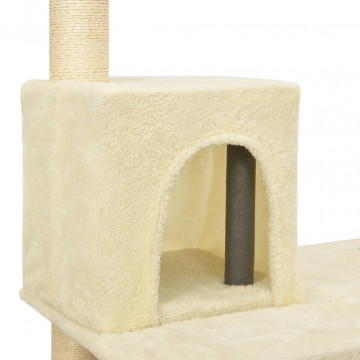 Ansamblu pisici cu stâlpi din funie de sisal, crem, 119 cm - Img 5