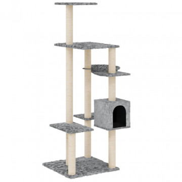 Ansamblu pisici cu stâlpi din funie sisal, gri deschis, 142 cm - Img 2