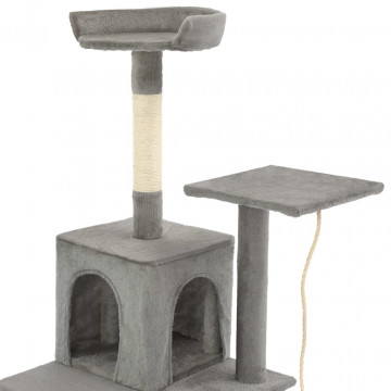 Ansamblu pisici, stâlpi cu funie de sisal, 120 cm, gri - Img 7