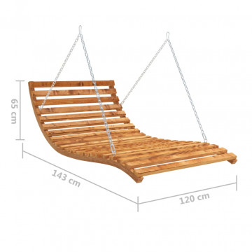 Balansoar pat, 143x120x65 cm, lemn masiv curbat cu finisaj tec - Img 5