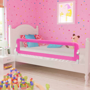 Balustradă de pat protecție copii, 2 buc., roz, 150 x 42 cm - Img 1