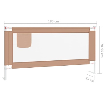 Balustradă de protecție pat copii, gri taupe, 180x25 cm, textil - Img 7