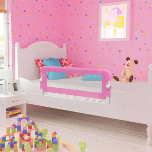 Balustradă de protecție pat copii, roz, 120 x 42 cm, poliester - Img 1