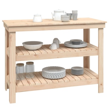 Banc de lucru, 110,5x50x80 cm, lemn masiv pin - Img 4