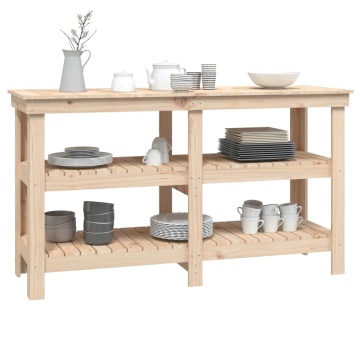 Banc de lucru, 142,5x50x80 cm, lemn masiv pin - Img 4