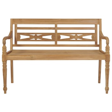 Bancă Batavia cu pernă crem, 120 cm, lemn masiv tec - Img 3