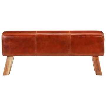 Bancă Bok gimnastică maro 110cm piele naturală/lemn masiv mango - Img 2