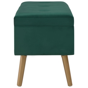 Bancă cu un compartiment de depozitare, verde, 80 cm, catifea - Img 4