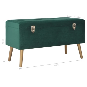 Bancă cu un compartiment de depozitare, verde, 80 cm, catifea - Img 6
