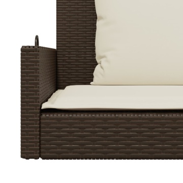 Bancă de balansoar cu perne, maro, 119x56x48 cm, poliratan - Img 7