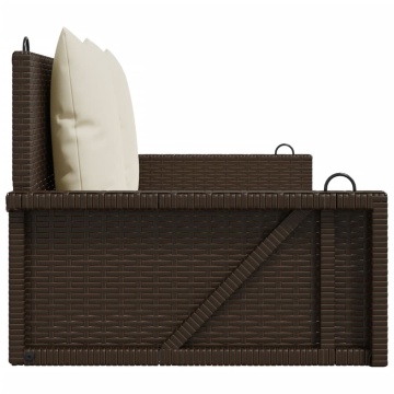 Bancă de balansoar cu perne, maro, 119x56x48 cm, poliratan - Img 8