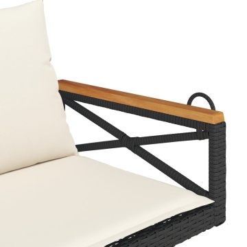 Bancă de balansoar cu perne, negru, 109x62x40 cm, poliratan - Img 6