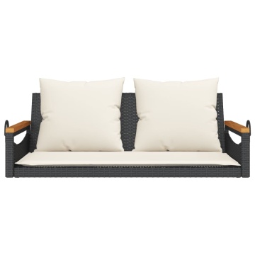 Bancă de balansoar cu perne, negru, 109x62x40 cm, poliratan - Img 4