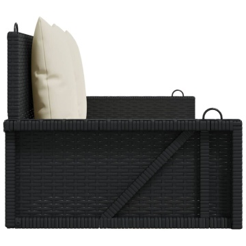 Bancă de balansoar cu perne, negru, 119x56x48 cm, poliratan - Img 8