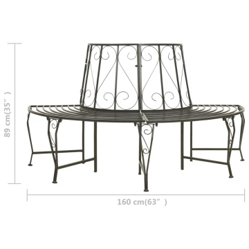 Bancă de copac semicirculară pentru grădină, 160 cm, oțel - Img 6