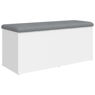 Bancă de depozitare, alb , 102x42x45 cm, lemn prelucrat - Img 2