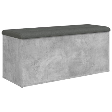 Bancă de depozitare, gri beton, 102x42x45 cm, lemn prelucrat - Img 6