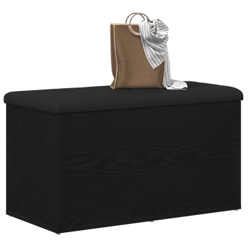Bancă de depozitare Negru Stejar 80x40x45 cm Lemn compus - Img 3