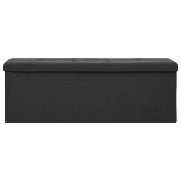 Bancă de depozitare pliabilă, negru, imitație de pânză - Img 3