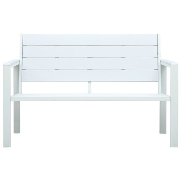 Bancă de grădină, alb, 120 cm, aspect de lemn, HDPE - Img 2