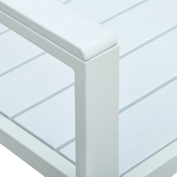 Bancă de grădină, alb, 120 cm, aspect de lemn, HDPE - Img 6