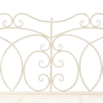 Bancă de grădină, alb vintage, 104 cm, fier - Img 4
