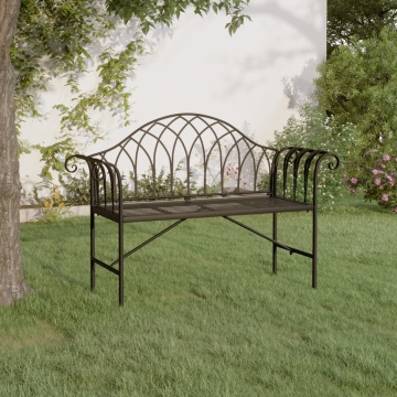Bancă de grădină cu 2 locuri, negru, 128 cm, oțel - Img 1