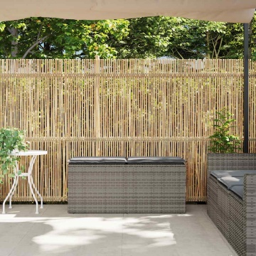 Bancă de grădină cu pernă gri 110x40x44 cm polirattan - Img 3