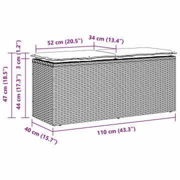 Bancă de grădină cu pernă gri 110x40x44 cm polirattan - Img 7