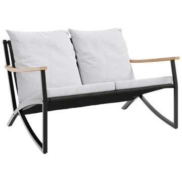 Bancă de grădină cu perne, negru, 120 cm, oțel - Img 2