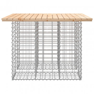 Bancă de grădină, design gabion, 100x102x72cm, lemn masiv pin - Img 4