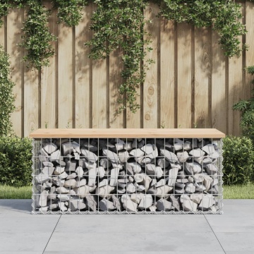 Bancă de grădină, design gabion, 103x44x42cm, lemn masiv de pin - Img 1