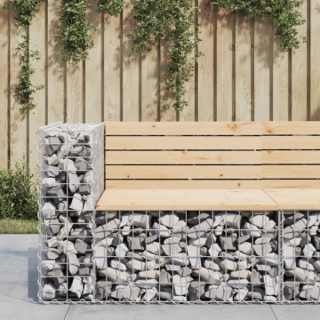 Bancă de grădină design gabion, 92x71x65,5cm, lemn masiv de pin - Img 1