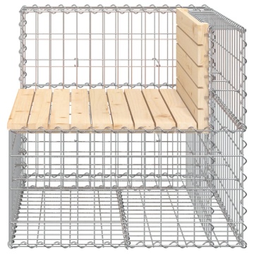 Bancă de grădină design gabion, 92x71x65,5cm, lemn masiv de pin - Img 4