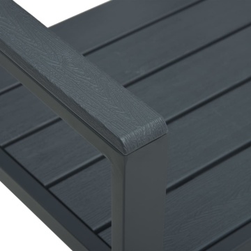 Bancă de grădină, gri, 120 cm, HDPE, aspect de lemn - Img 6